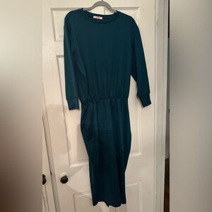 Shoxie Teal Green Bodycon Sweatshirt Midi Dress